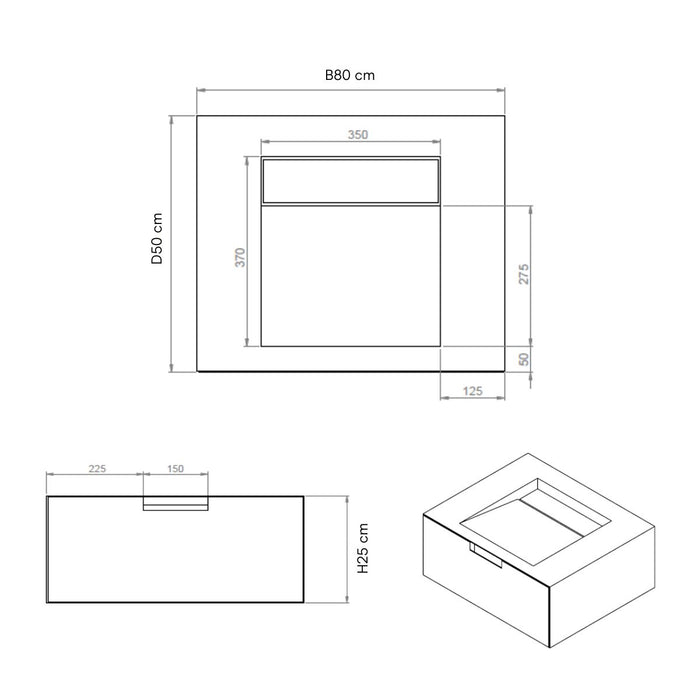 Badezimmerschrank Loudun - Einzelwaschbecken - Weißer Travertin - 80 cm