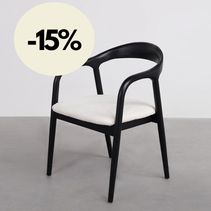 Chaise de salle à manger - Muret - Assise bouclé - Noir