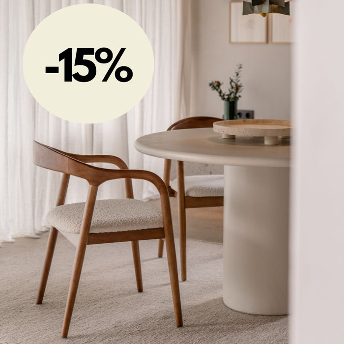 Silla de comedor nogal claro - Muret - Asiento de bouclé