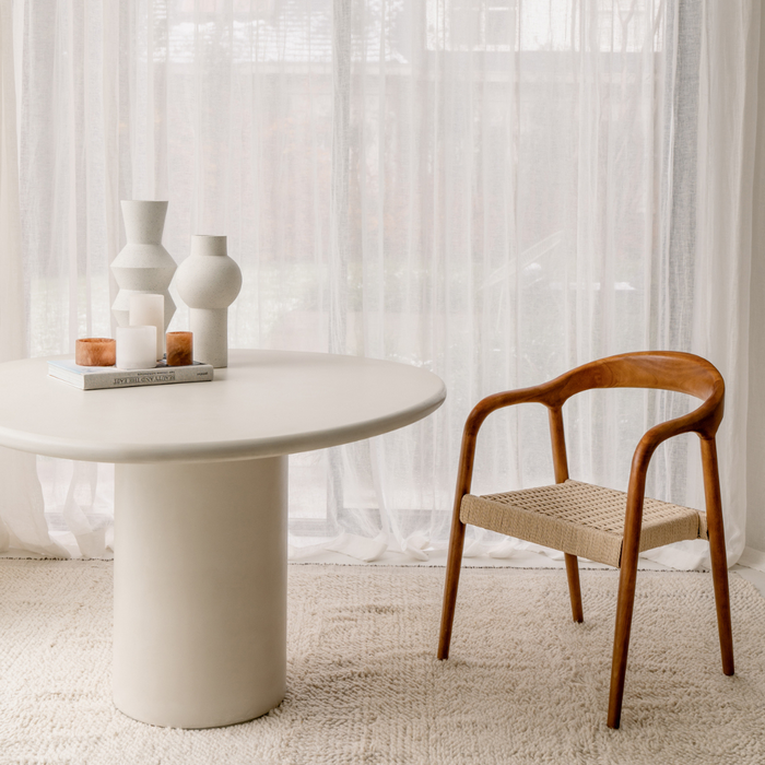 Chaise de salle à manger - Muret - Assise en corde tressée - Noyer clair
