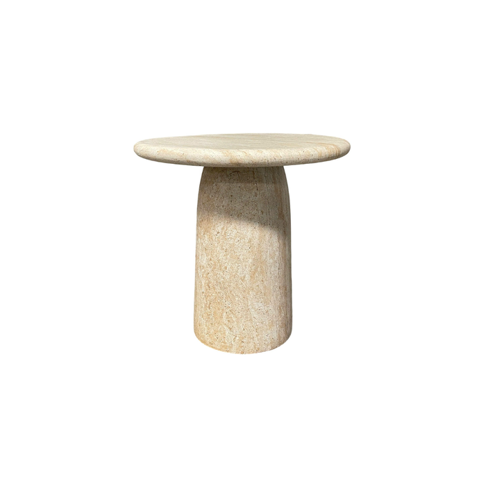 Table basse extérieure Eze - D50 H50 - Polycomposite - Travertin blanc