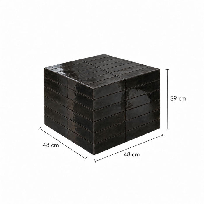 Salontafel Vence  Zwarte tegels - Hoog - 39 cm
