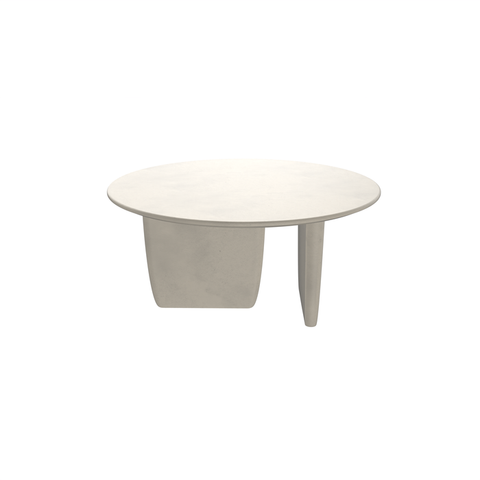 Table à manger ronde beige - Rochelle - 150 cm - Pieds à bord biseauté - MicroSkin