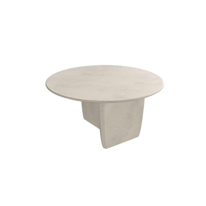 Table à manger ronde beige - Rochelle - 150 cm - Pieds à bord biseauté - MicroSkin