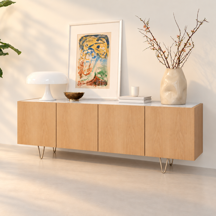 Dressoir Pisa eik wit marmer 200 cm