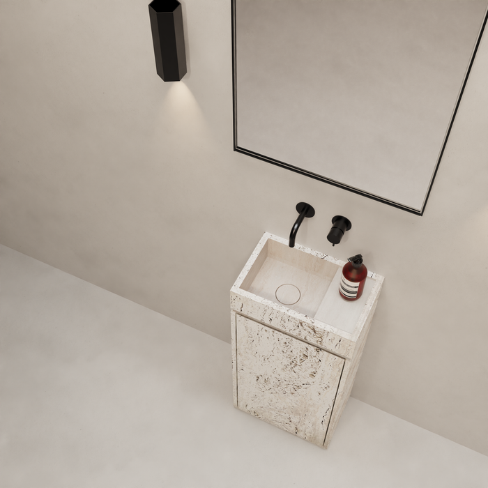 Quimper - Hand Washer - White Travertine - 40 cm x 25 cm