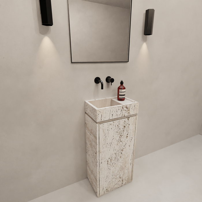 Quimper - Hand Washer - White Travertine - 40 cm x 25 cm