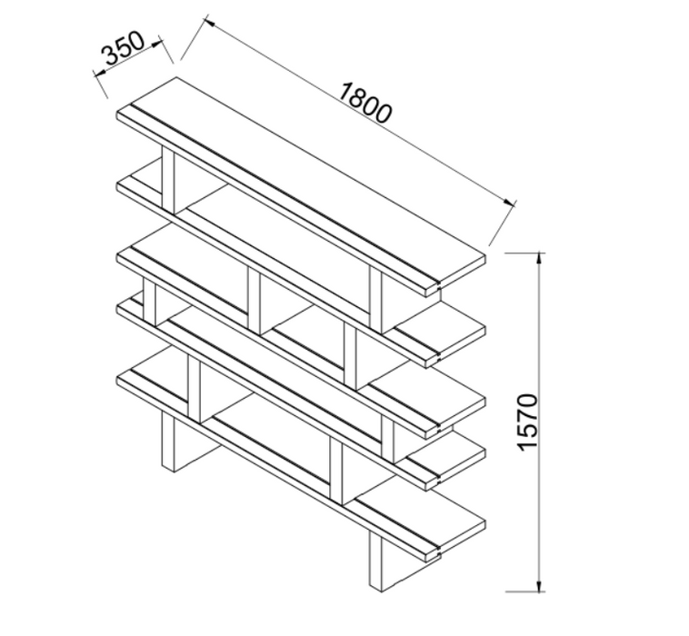 Wandschrank - Merpins - Walnuss - Travertinsäulen - 180 cm