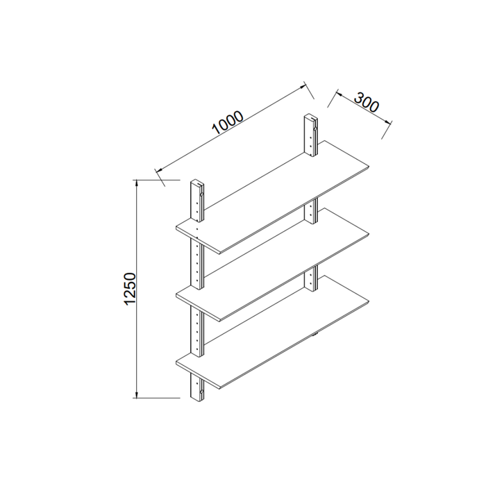 Wall shelf Vari – B100 D30 H125 – Coffee bean color