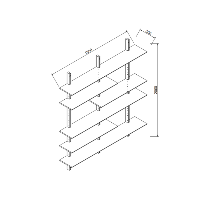 Wand rack Vari – W180 D30 H200 – Dark walnut
