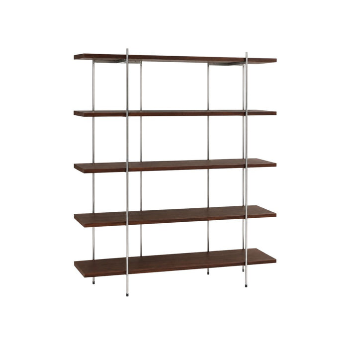 Open wandrek Paris B150 D33 H180 - Chroom frame - Houten legplanken in Smoke walnoot