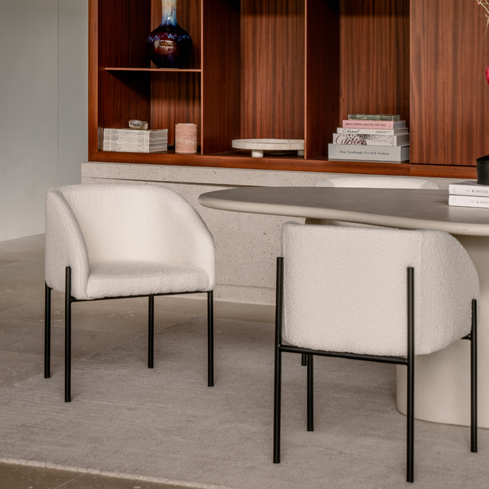 Silla de comedor - Royan - Bouclé marfil