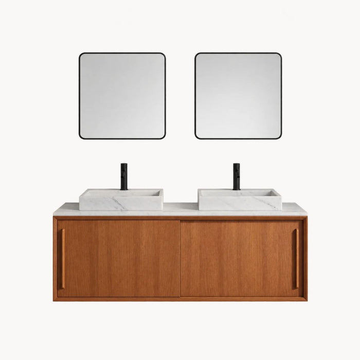 Ensemble de salle de bains Nestor - 150 cm - Marbre blanc - George avec trou pour robinet