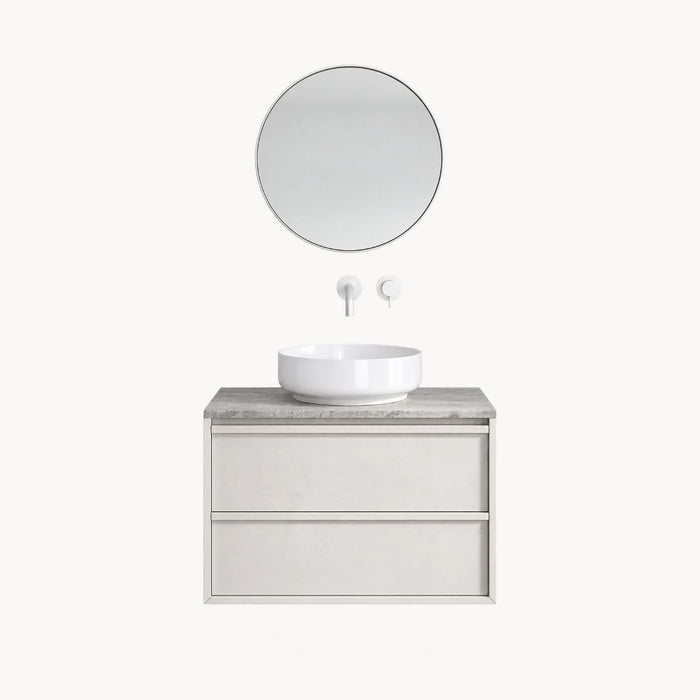 Ensemble de salle de bains Fien blanc - 80 cm - Alexis II - travertin gris