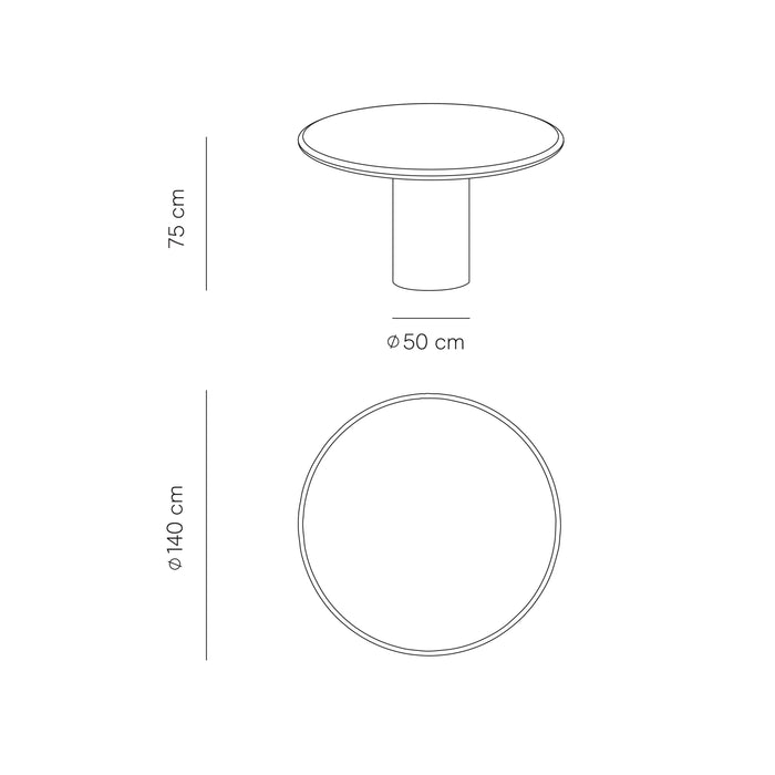 Round dining table - Nana - Latte StoneSkin base - White travertine - 140 cm