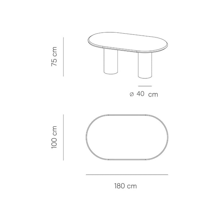 Table à manger ovale avec pieds de table ronds - Kimberly - Microskin