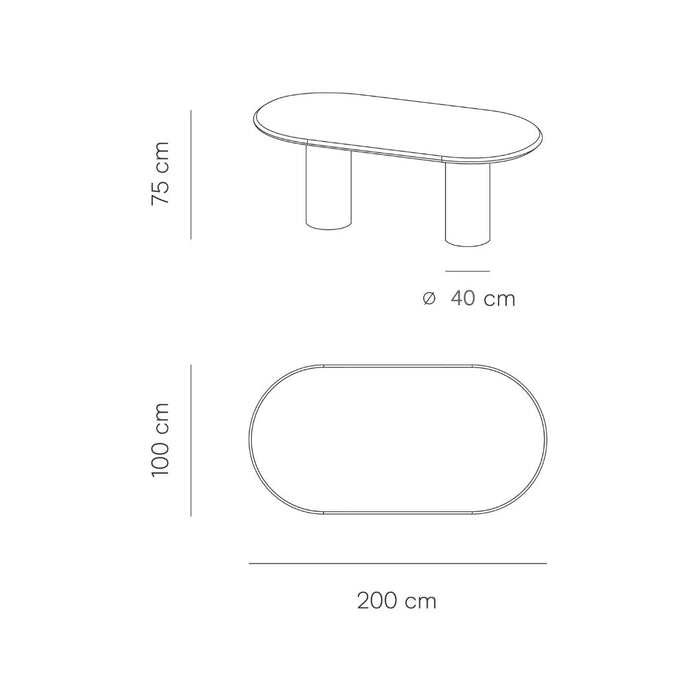 Table à manger ovale avec pieds de table ronds - Kimberly - Microskin