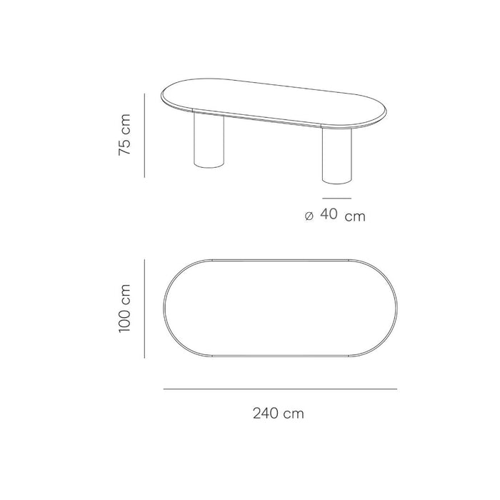 Table à manger ovale avec pieds de table ronds - Kimberly - Microskin