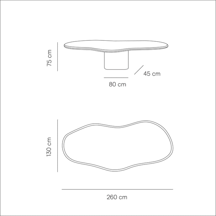 Amir Mesa de comedor con aspecto de hormigón orgánico - 261 cm - StoneSkin - Latte