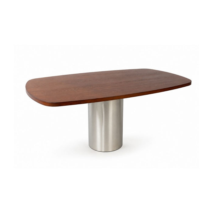 Dining table Cassis - W160 D100 H75 - Brushed steel base - Wooden tabletop - Dark walnut