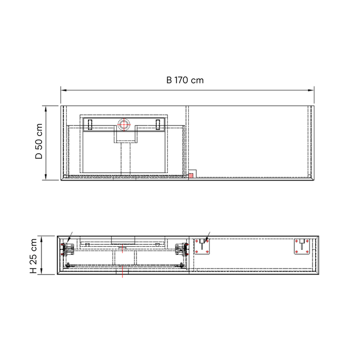 Bathroom cabinet Loudun with single sink - Blue White Marble - 170 cm