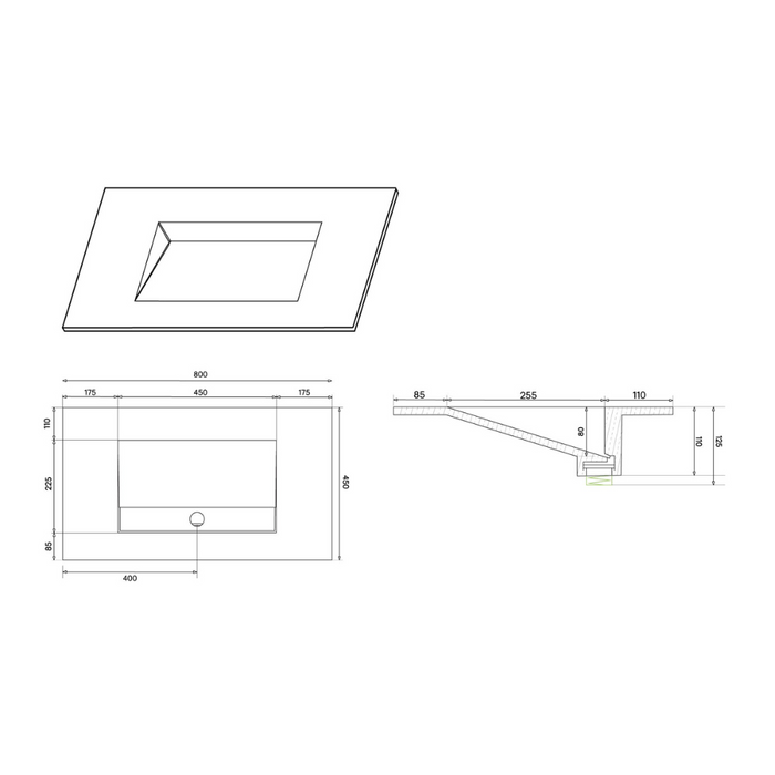 Cordoba Solid Surface Wastafel - Mat White - 80 cm