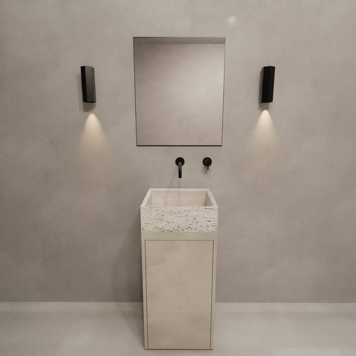 Hand washer white travertine - MicroSkin latte base - Émile - With shelves