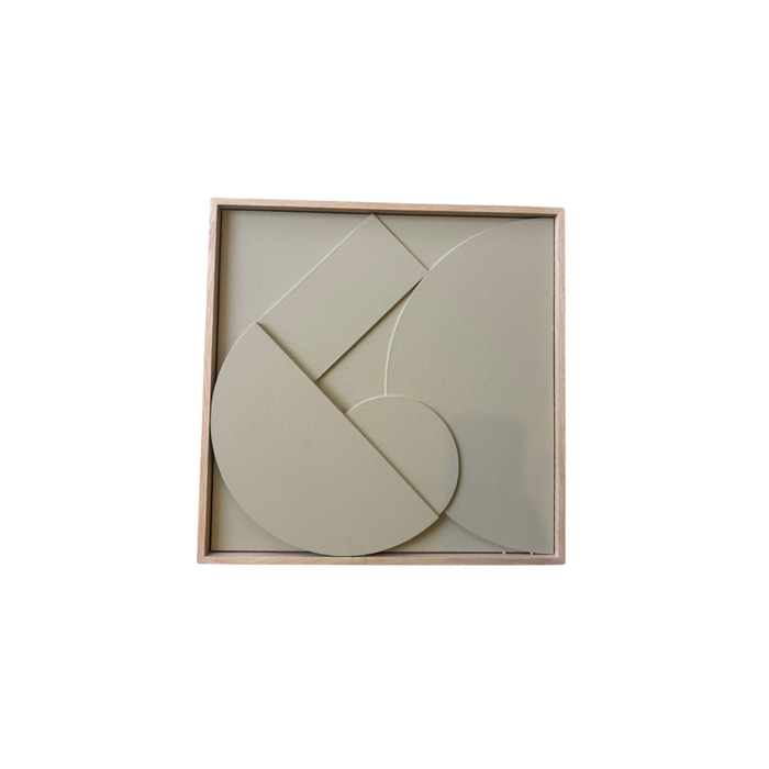 Artwork Sandstone 4 - Light Khaki with oak frame - 50 x 50 cm