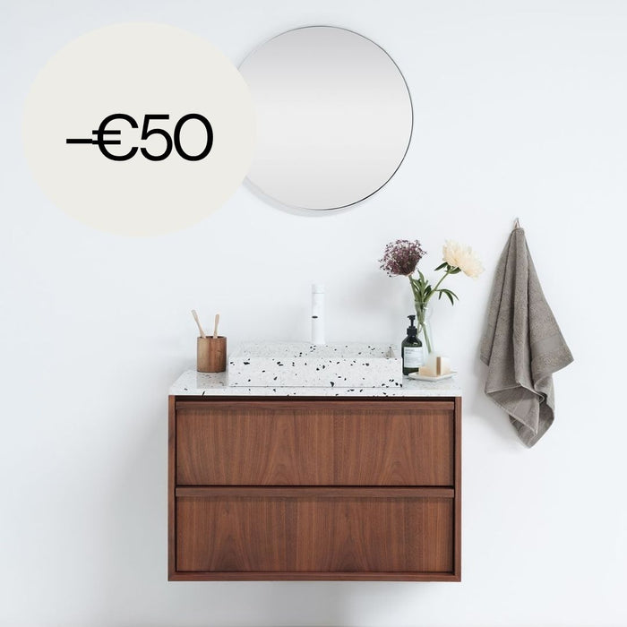 Badezimmermöbel Vintage Walnuss - Fien - Weißer Terrazzo - 80 cm