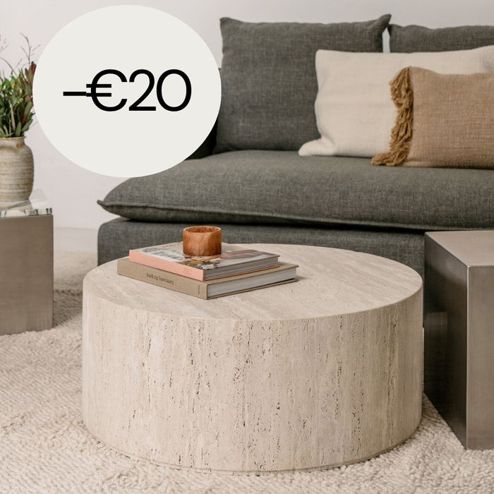 Table basse en travertin - Dax - Basse - 32cm