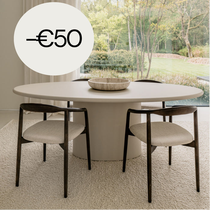 Mesa de comedor ovalada aspecto hormigón - Dena - Latte - 220cm - StoneSkin