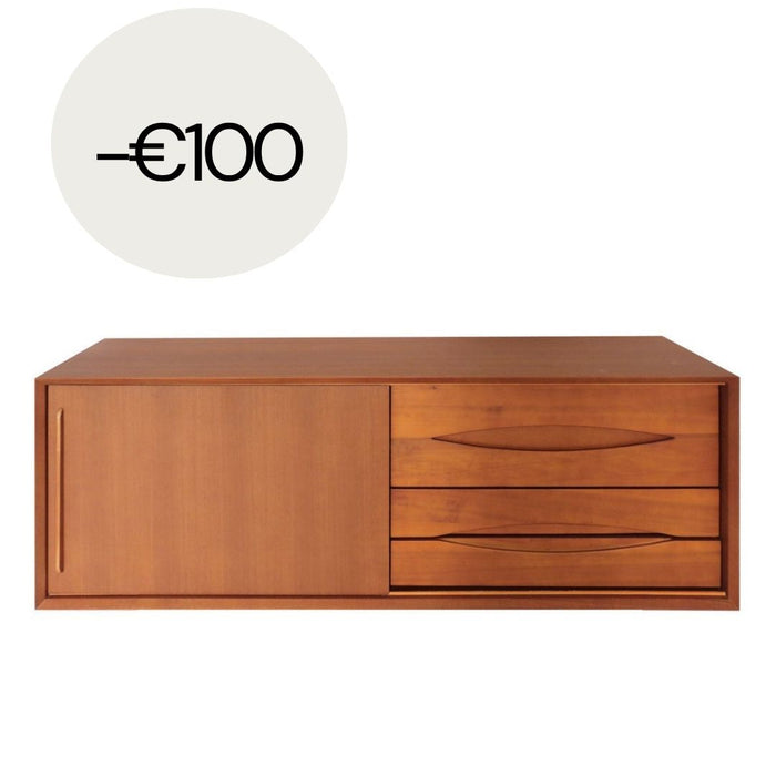 Meuble de salle de bain flottant rétro Bill - Teck - 150 cm