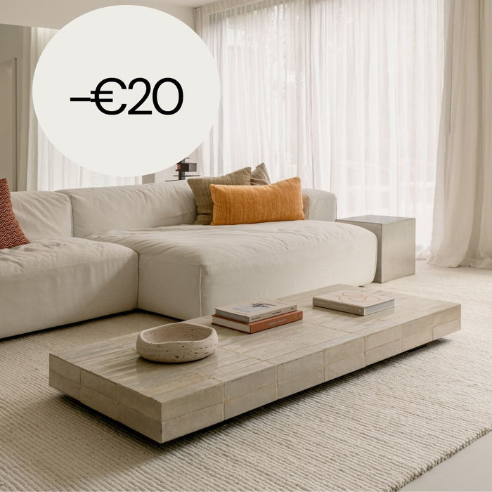 Table basse Tilo – Carreau beige – Rectangulaire – 168 cm