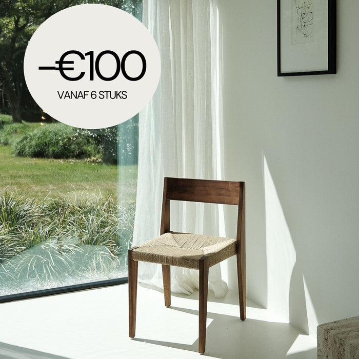 Silla de comedor Chantelle - Nogal de acacia - Asiento tejido con cuerda