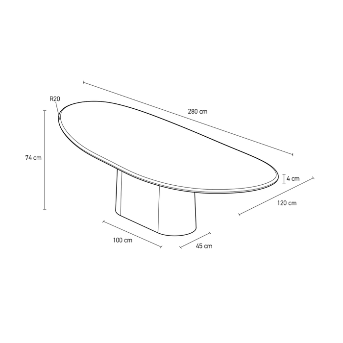 Organic outdoor dining table - Avira - 280 cm - Latte - Polycomposite