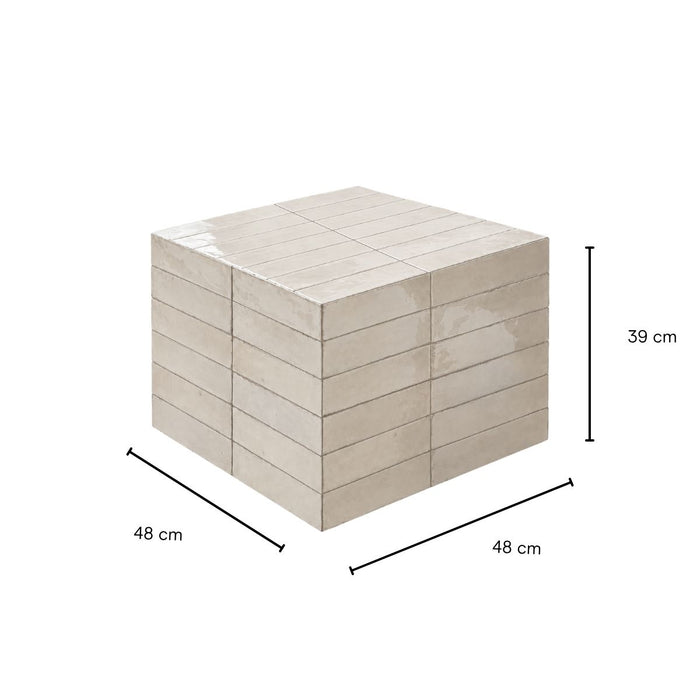 Table basse Vence - Carreaux beige clair - Haut - 39 cm