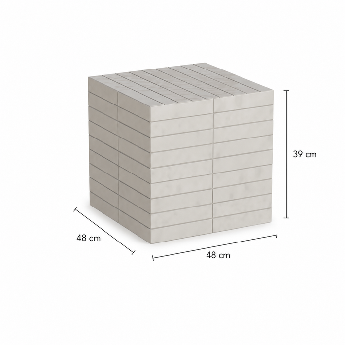 Table basse Vence - Carreaux beige clair - Haut - 39 cm