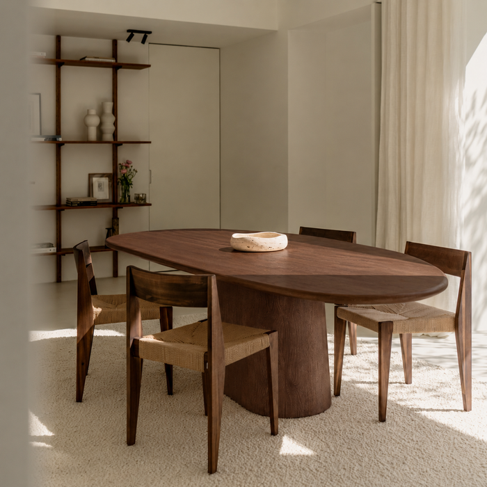 Mesa de comedor orgánica de madera - Anvers - 240 cm - Nogal oscuro - Fresno