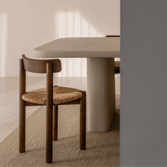 Arlo dining chair - Smoke - Woven seat in natural color
