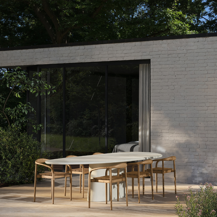 Organic outdoor dining table - Avira - 280 cm - Latte - Polycomposite