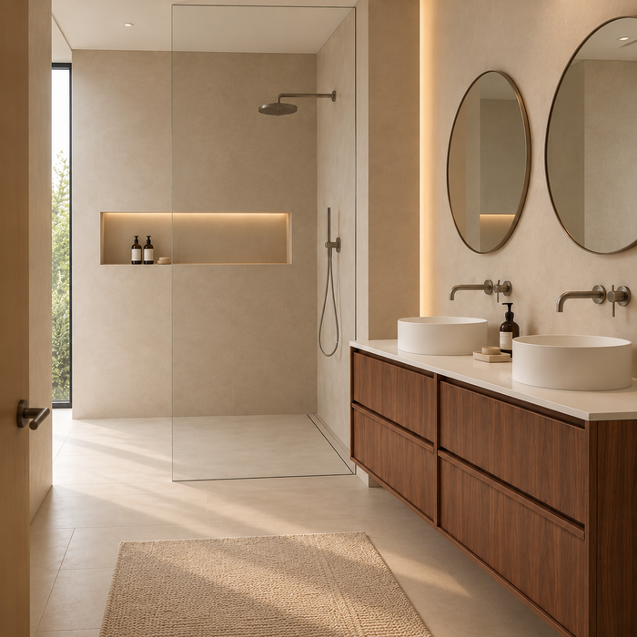 Badezimmerset Fien 150 Walnuss - Sims Solid Surface