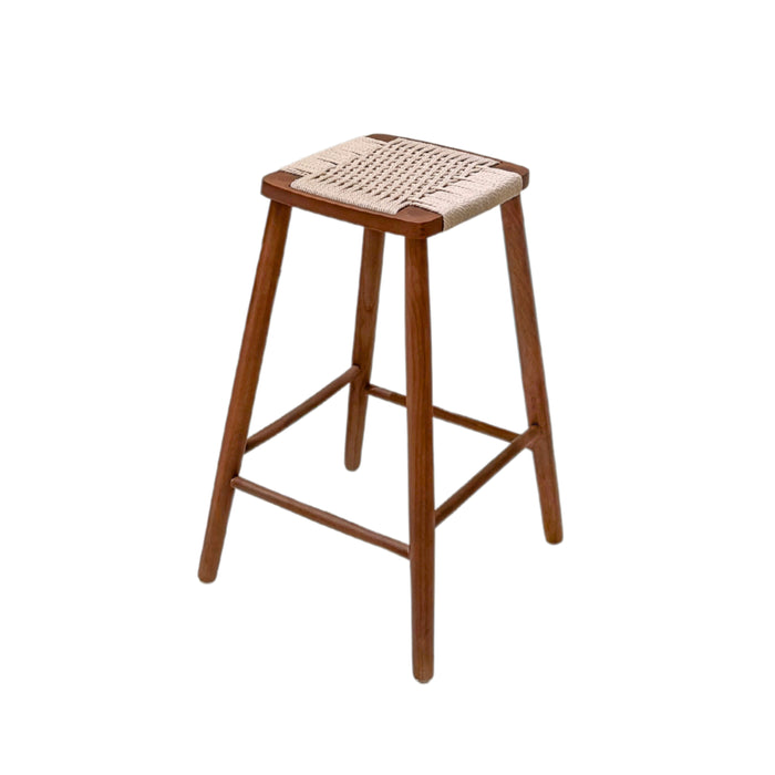 Barhocker Belli - Sitzhöhe 65 cm - Kaffeebohnenfarbe - Geflochtener Sitz