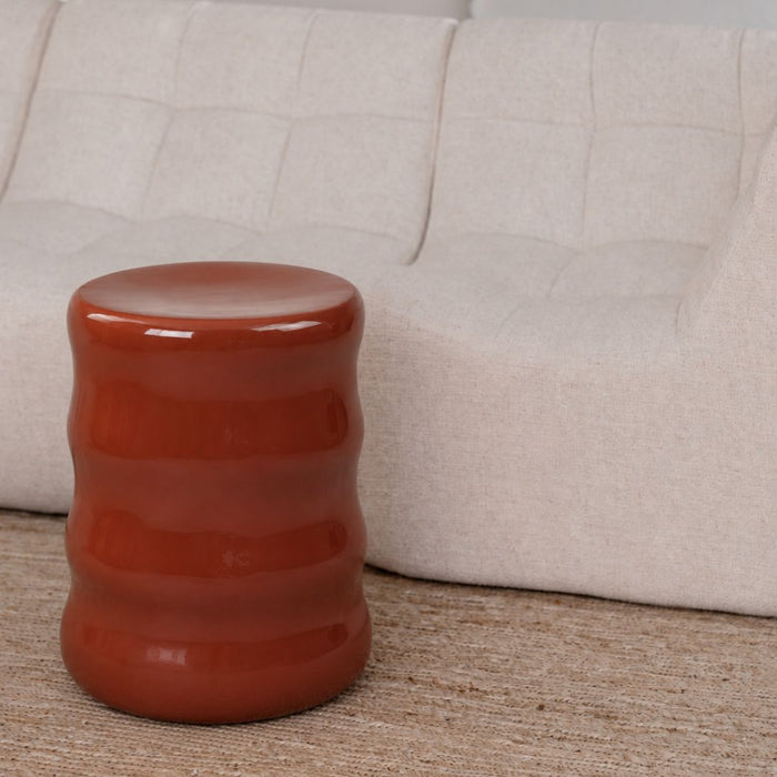 Pouf Leni – D29 × H34 cm – Ceramic – Copper brown