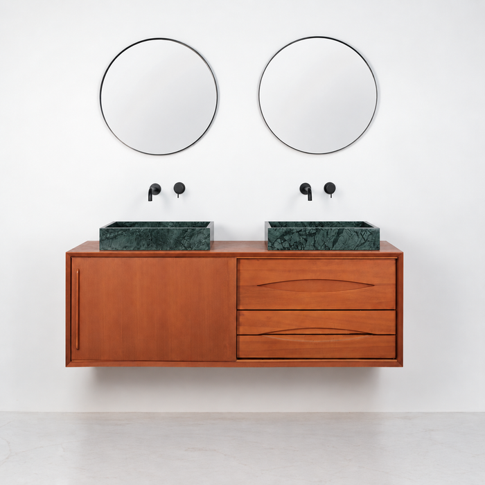 Mueble de baño Bill Teca - Mármol Verde - Sin placa superior