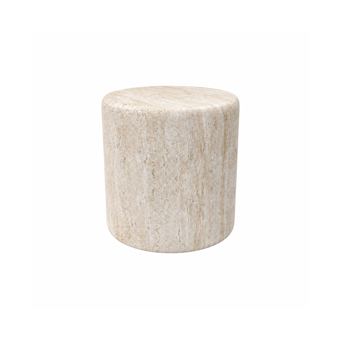 Table d'appoint extérieure Brisa - D46 H43 - Polycomposite - Blanc travertin