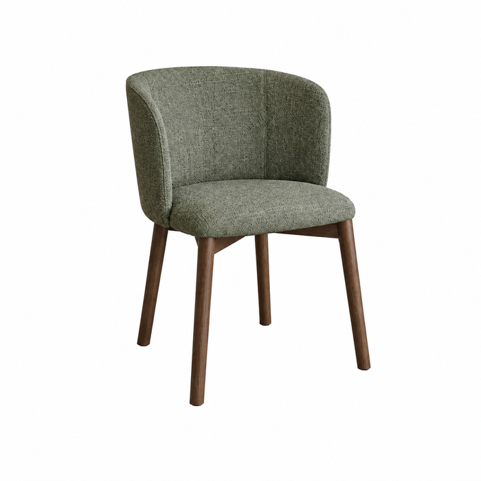 Chaise de salle à manger Celia - Couleur noyer foncé - Vert mousse