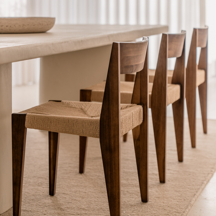 Dining chair Chantelle - Dark walnut - Rope woven seat