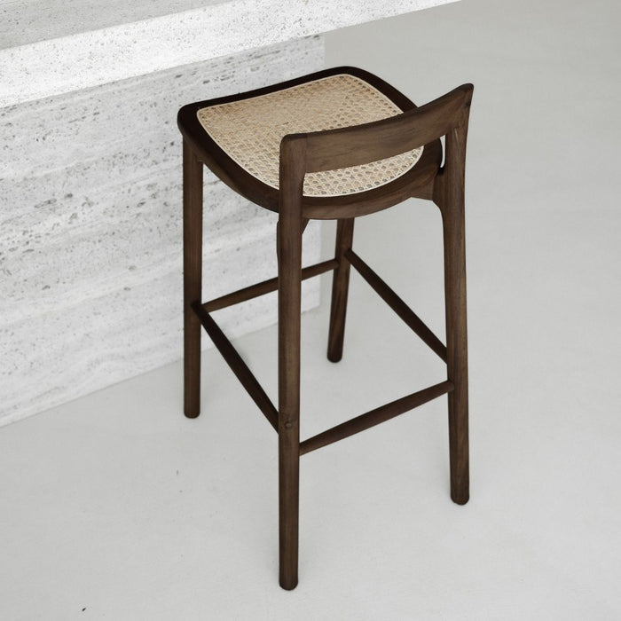 Taburete Charmes - Humo - Asiento de ratán - 65 cm de altura de asiento