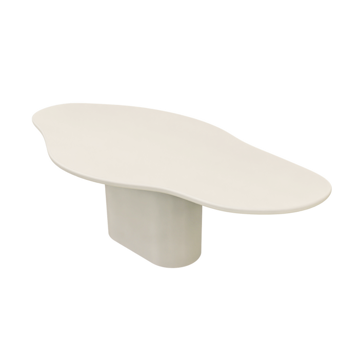 Mesa de comedor orgánica - Cian - Aspecto de hormigón - Piel de piedra - Latte