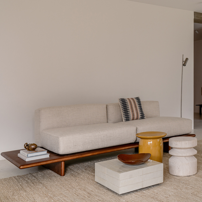 Zitbank Daro - 250 cm - Koffieboon kleur - Stoffenzitting spotted sandstone waeve